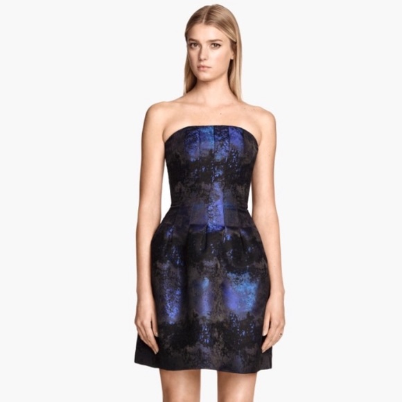 H&M strapless jacquard flare cocktail dress - Picture 1 of 15
